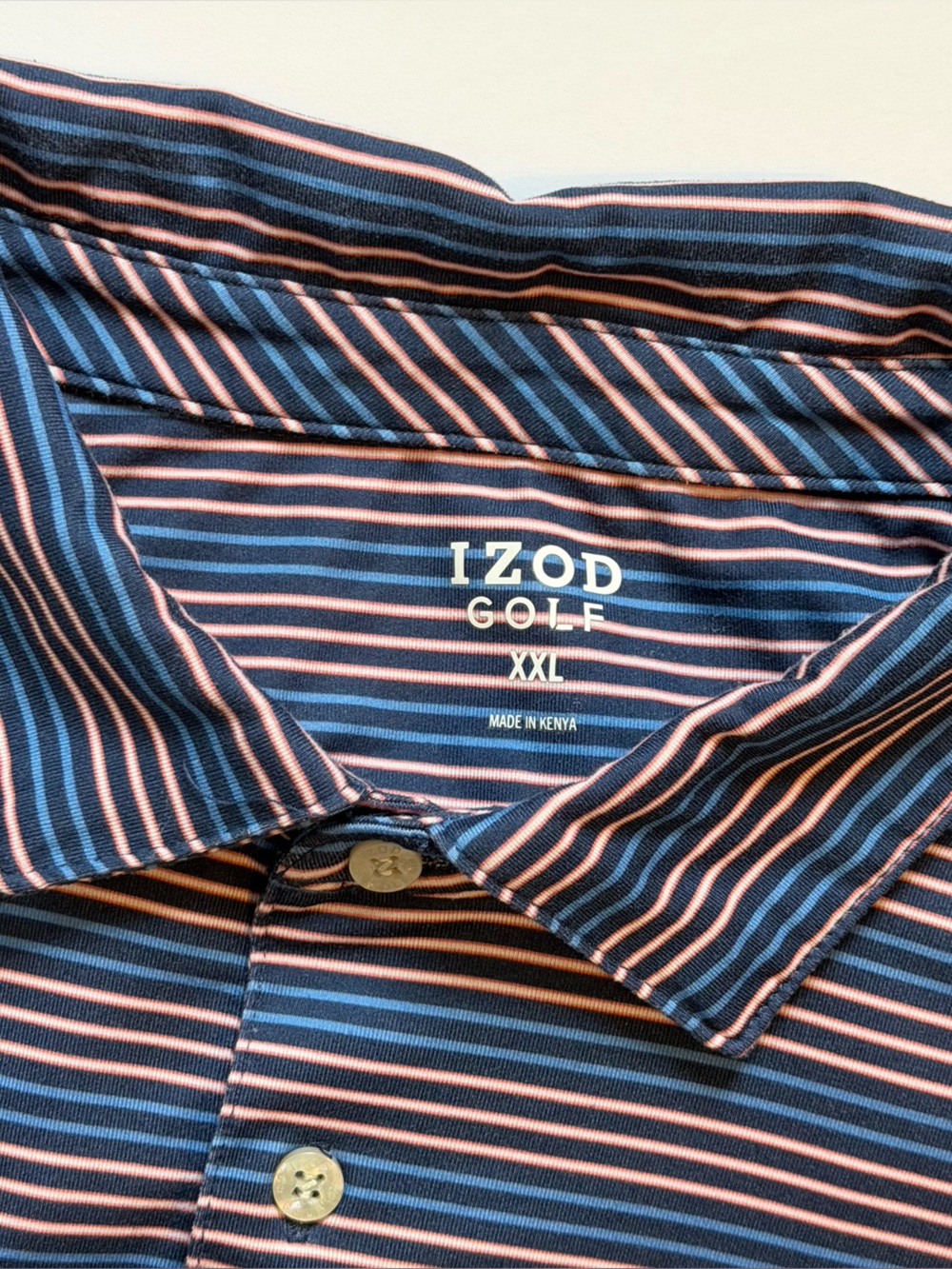 Izod Golf Striped Polo Shirt XXL Blue - Picture 2 of 4